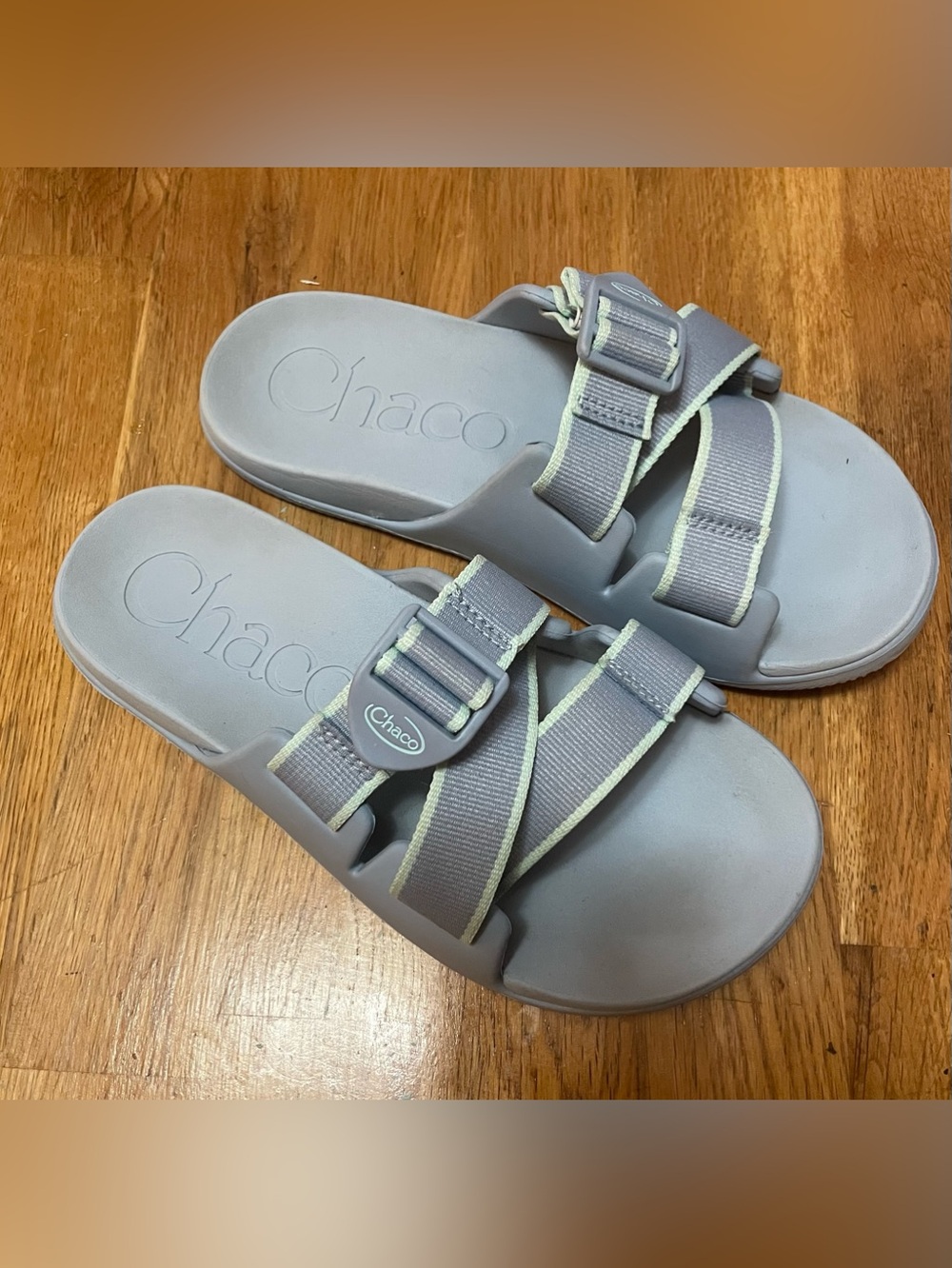 Chaco Chillos Slide Sandals Outskirt Sky Blue Light Gray - Women’s Size 7 🩵